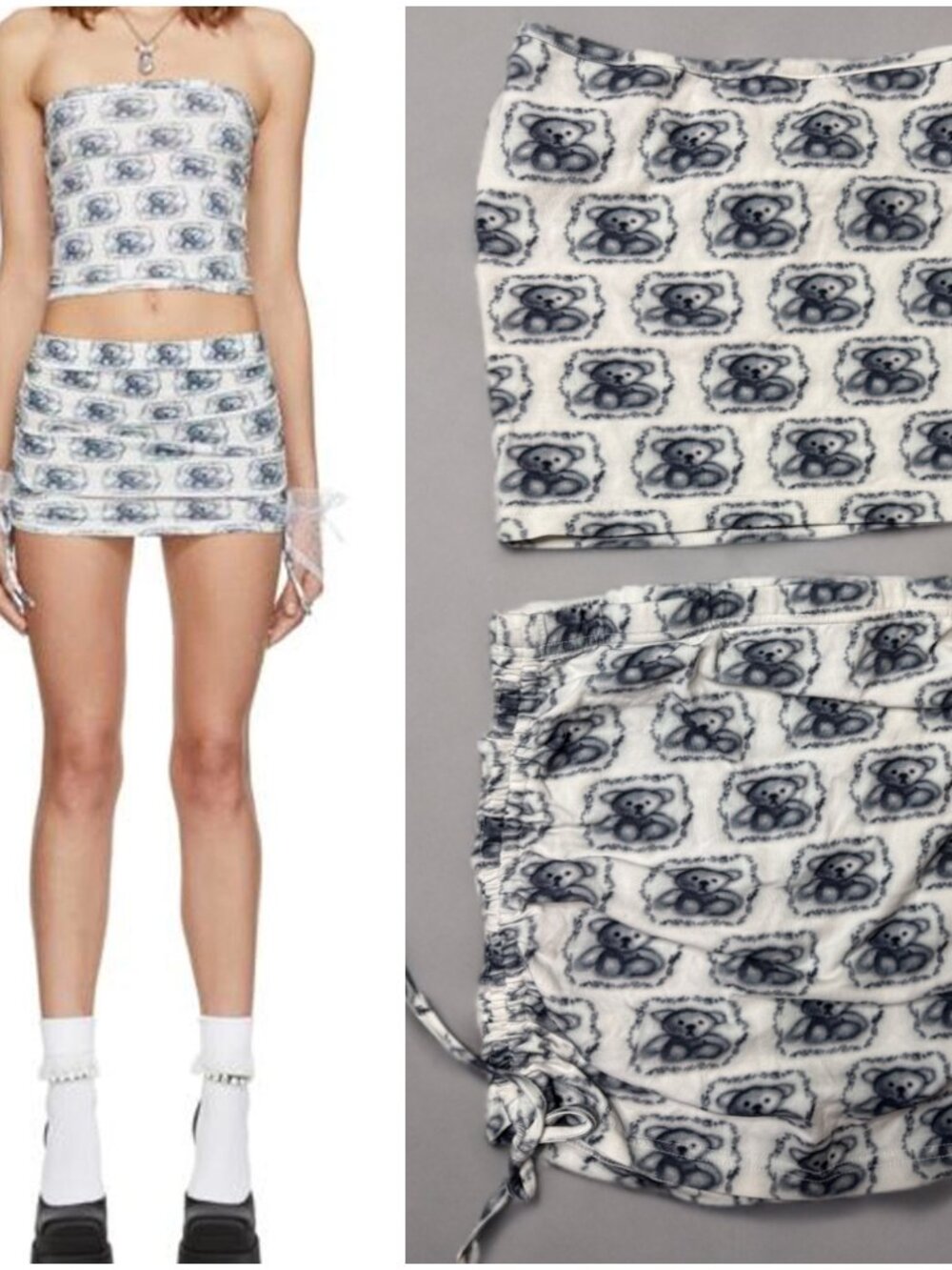 I’m Sorry by Petra Collins Teddy Bear Set Coquette Y2K Ruched Mini/Tube Top S